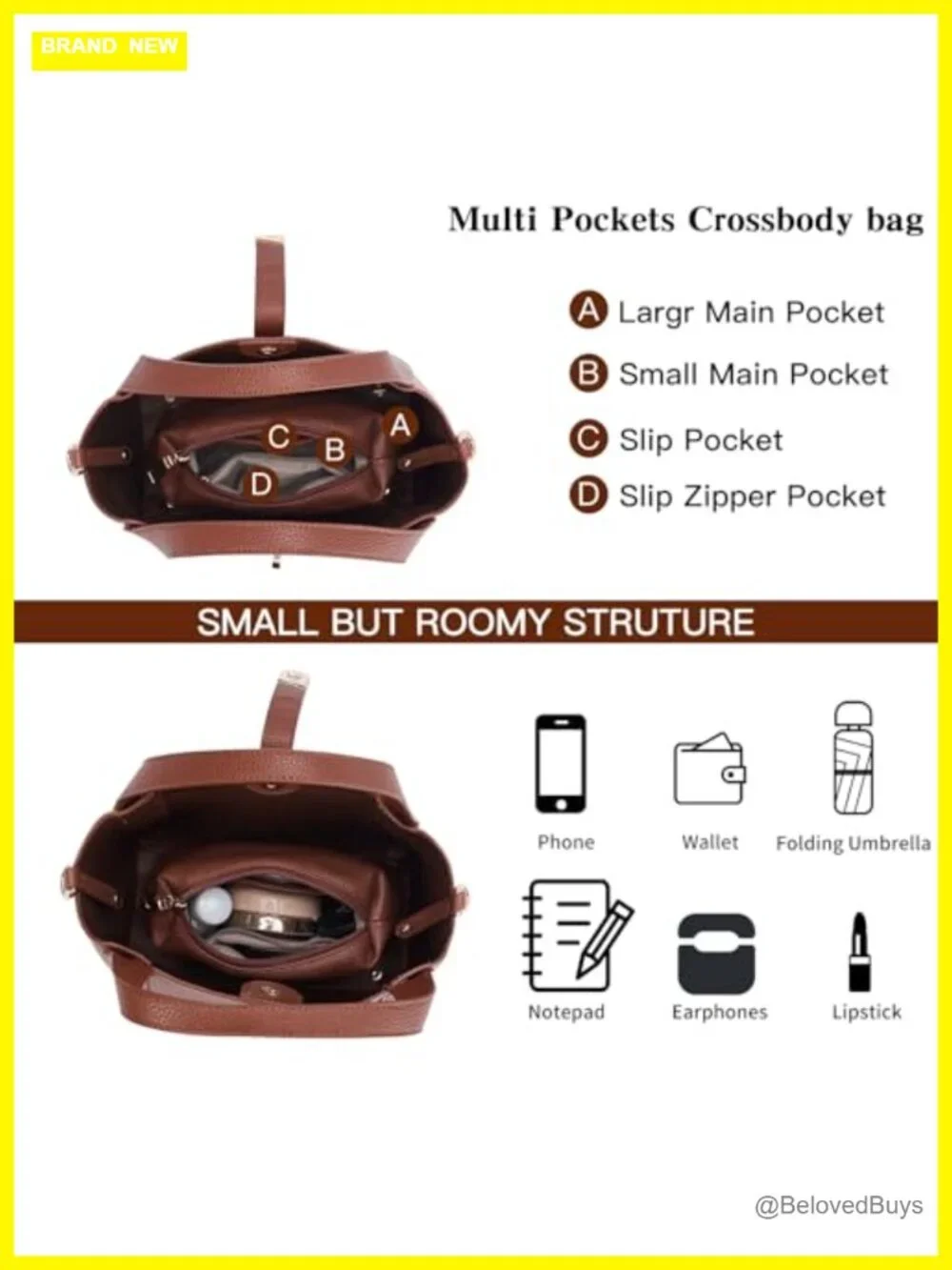 Faux Leather Satchel Crossbody Bag with Detachable Strap